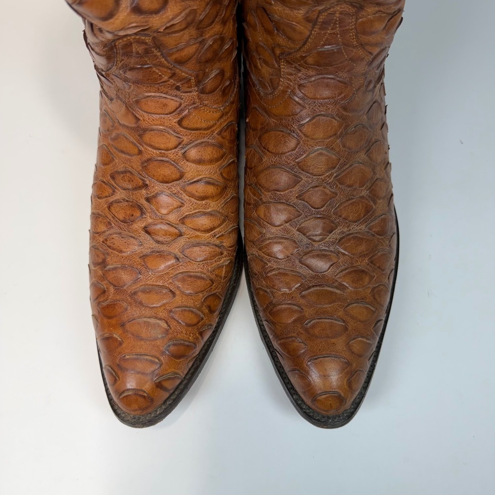 VTG Rudel Mens Brown Leather Embossed  Ant Eater Western Cowboy Boots Size 14 E - Picture 11 of 13